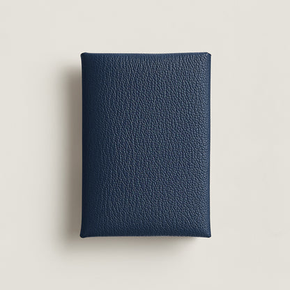  Hermes Calvi Duo Compact Card Holder Navy