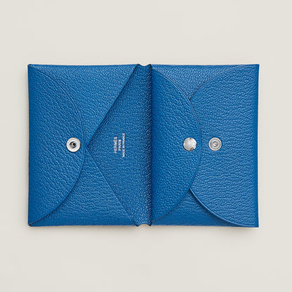  Hermes Calvi Duo Compact Card Holder Jaune Citron
