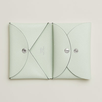  Hermes Calvi Duo Compact Card Holder Jaune Citron