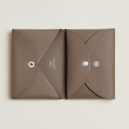  Hermes Calvi Duo Compact Card Holder Jaune Citron