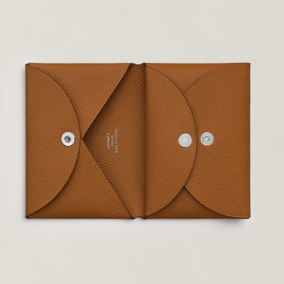  Hermes Calvi Duo Compact Card Holder Gold