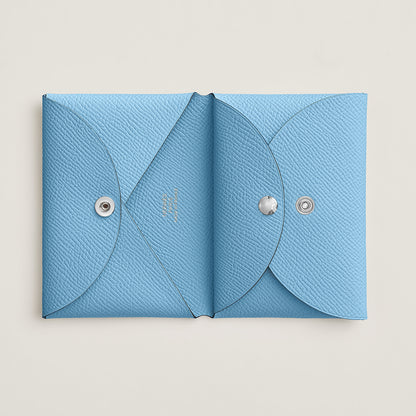  Hermes Calvi Duo Compact Card Holder Jaune Citron