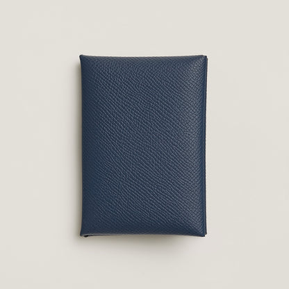  Hermes Calvi Duo Compact Card Holder Navy