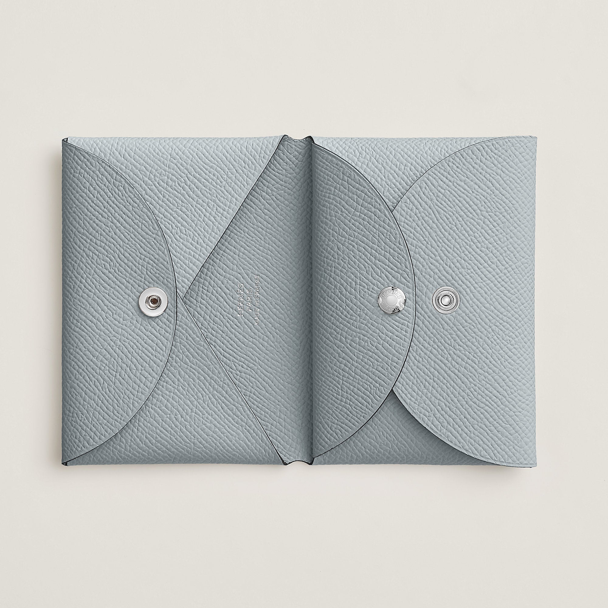  Hermes Calvi Duo Compact Card Holder Bleu Glacier
