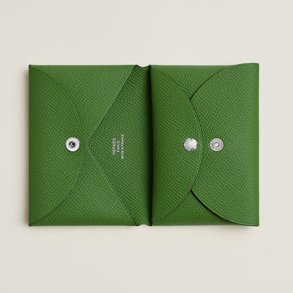  Hermes Calvi Duo Compact Card Holder Vert Yucca