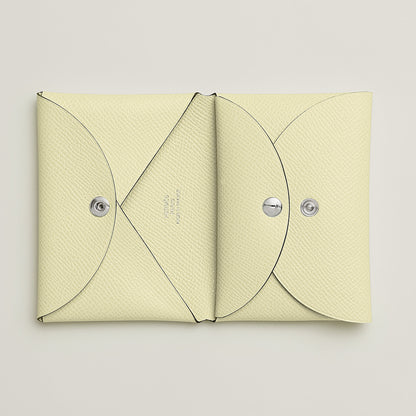  Hermes Calvi Duo Compact Card Holder Jaune Citron