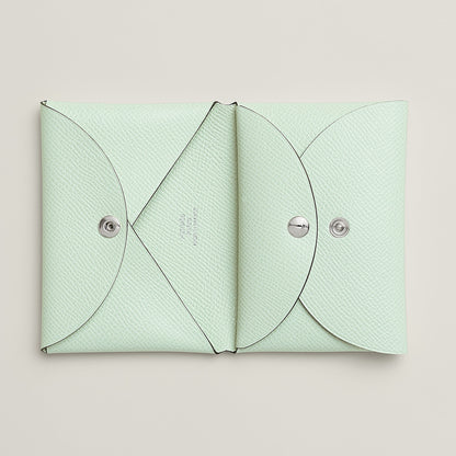  Hermes Calvi Duo Compact Card Holder Vert Peppermint