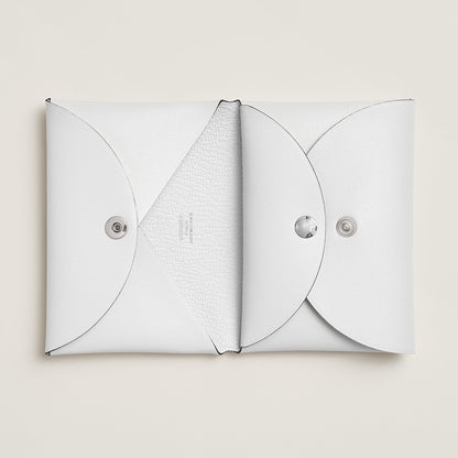  Hermes Calvi Duo Compact Card Holder Blanc