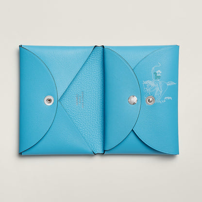  Hermes Calvi Duo Compact Card Holder Jaune Citron