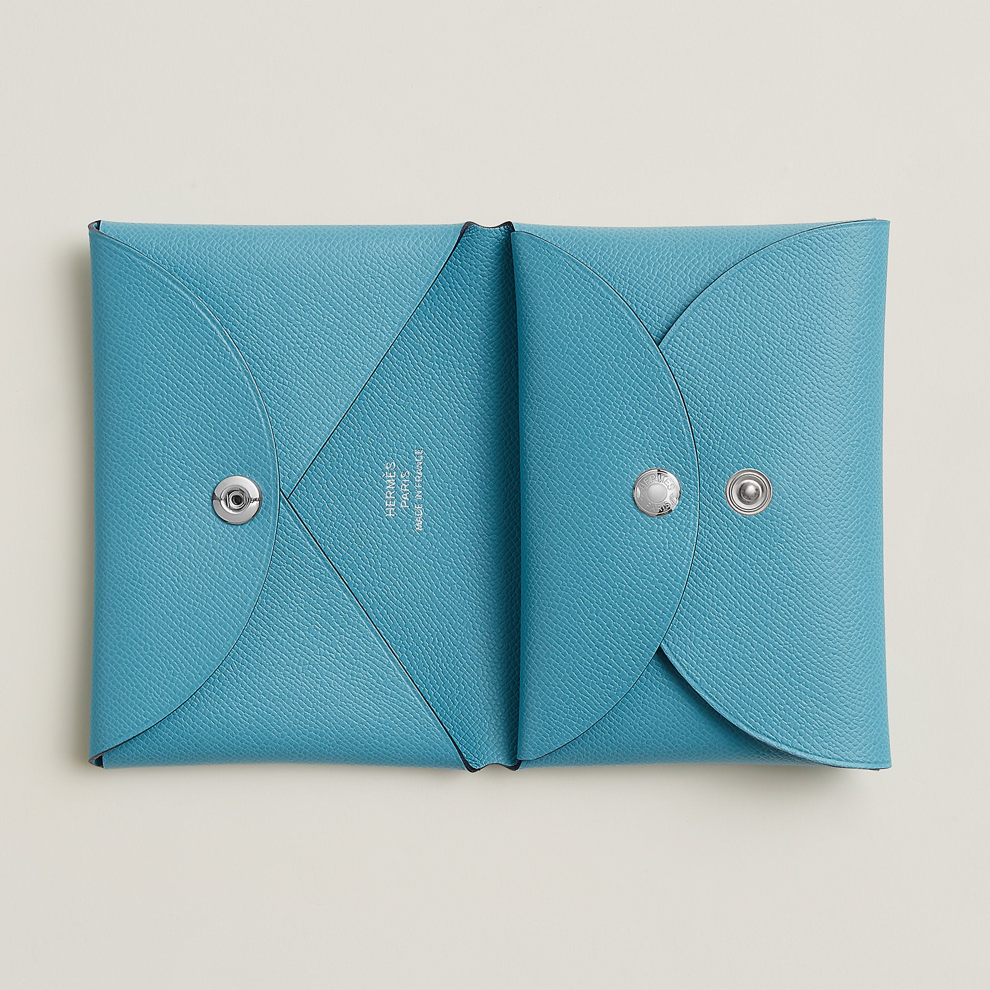  Hermes Calvi Duo Compact Card Holder Bleu Du Nord