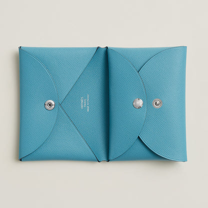  Hermes Calvi Duo Compact Card Holder Bleu Du Nord