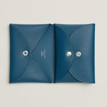  Hermes Calvi Duo Compact Card Holder Jaune Citron