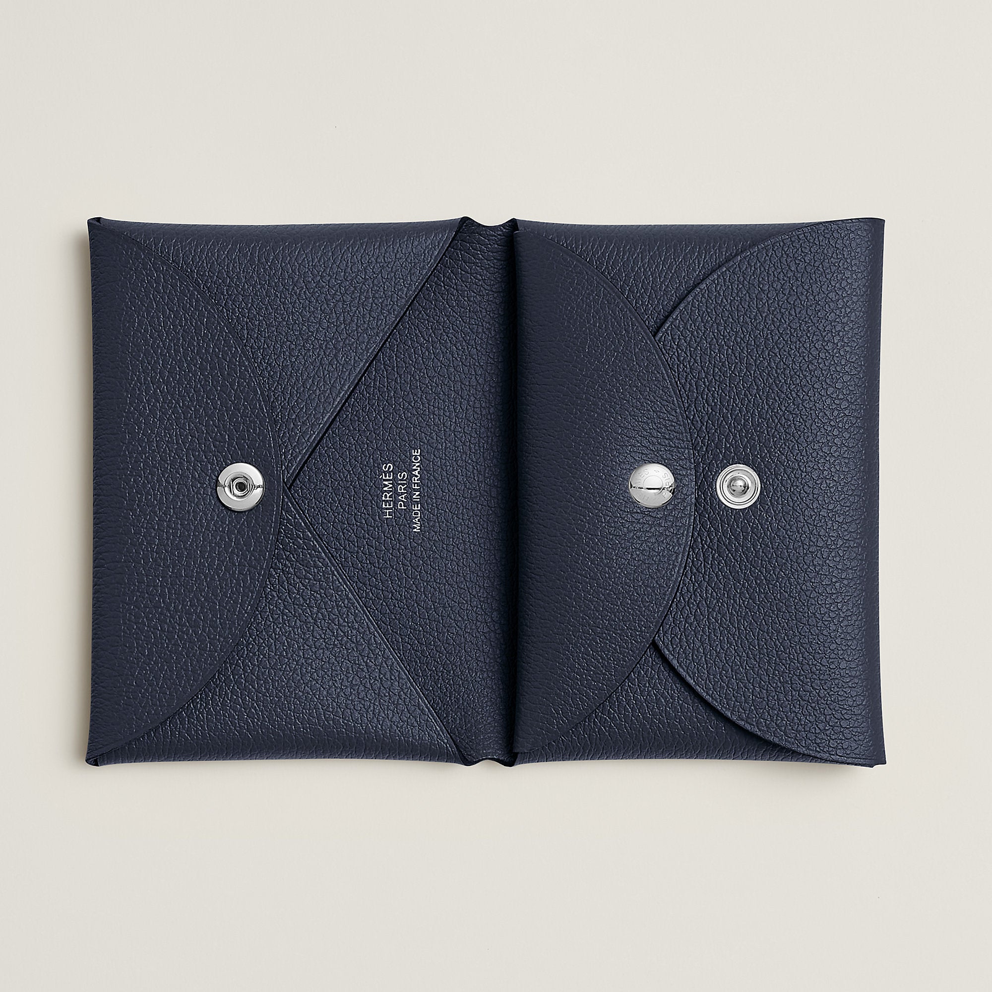  Hermes Calvi Duo Compact Card Holder Bleu Nuit