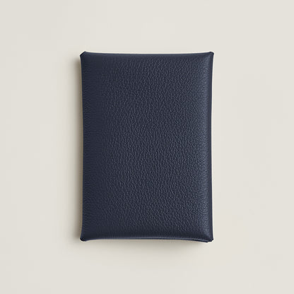  Hermes Calvi Duo Compact Card Holder Bleu Nuit