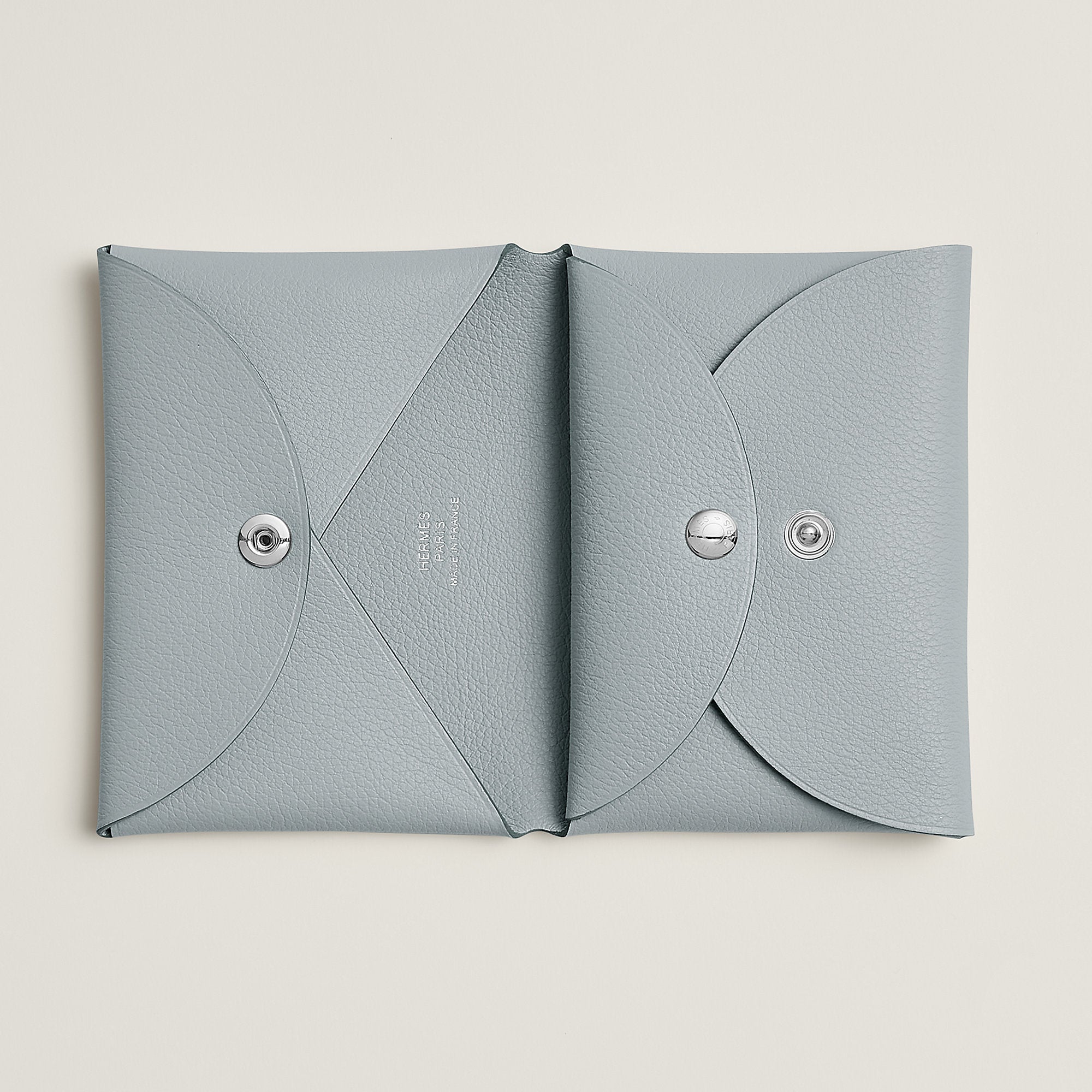  Hermes Calvi Duo Compact Card Holder Bleu Glacier
