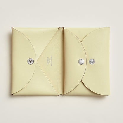  Hermes Calvi Duo Compact Card Holder Jaune Milton