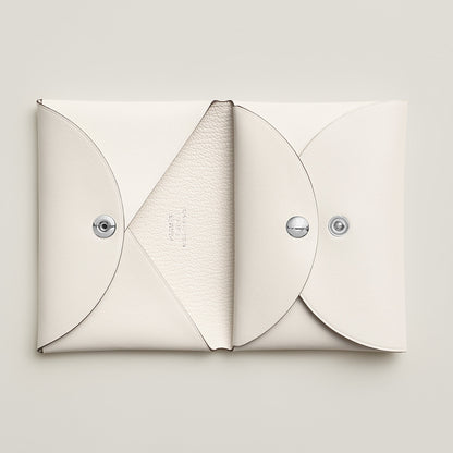  Hermes Calvi Duo Compact Card Holder Blanc