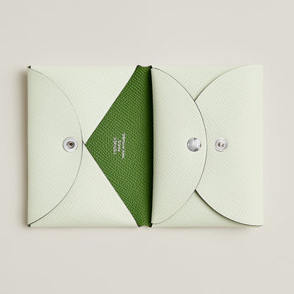  Hermes Calvi Duo Compact Verso Card Holder Vert Fizz