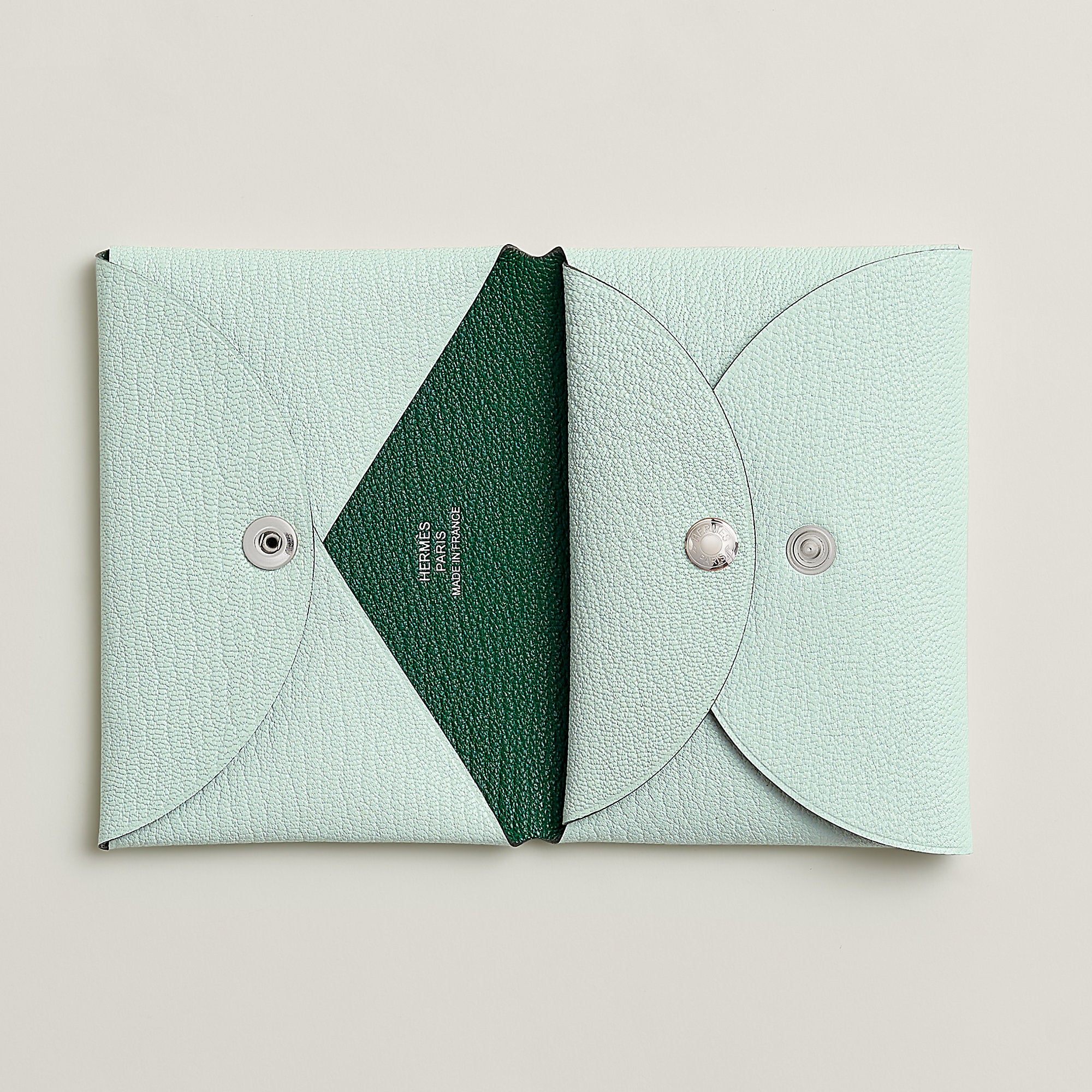  Hermes Calvi Duo Compact Verso Card Holder Jaune Citron
