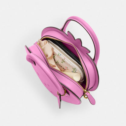 Coach Strawberry Bag In Regenerative Leather Brass Fuschia