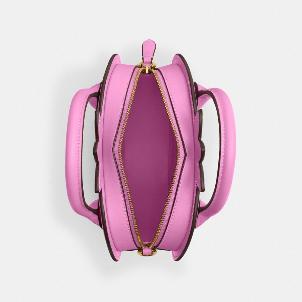 Coach Strawberry Bag In Regenerative Leather Brass Fuschia