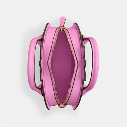 Coach Strawberry Bag In Regenerative Leather Brass Fuschia