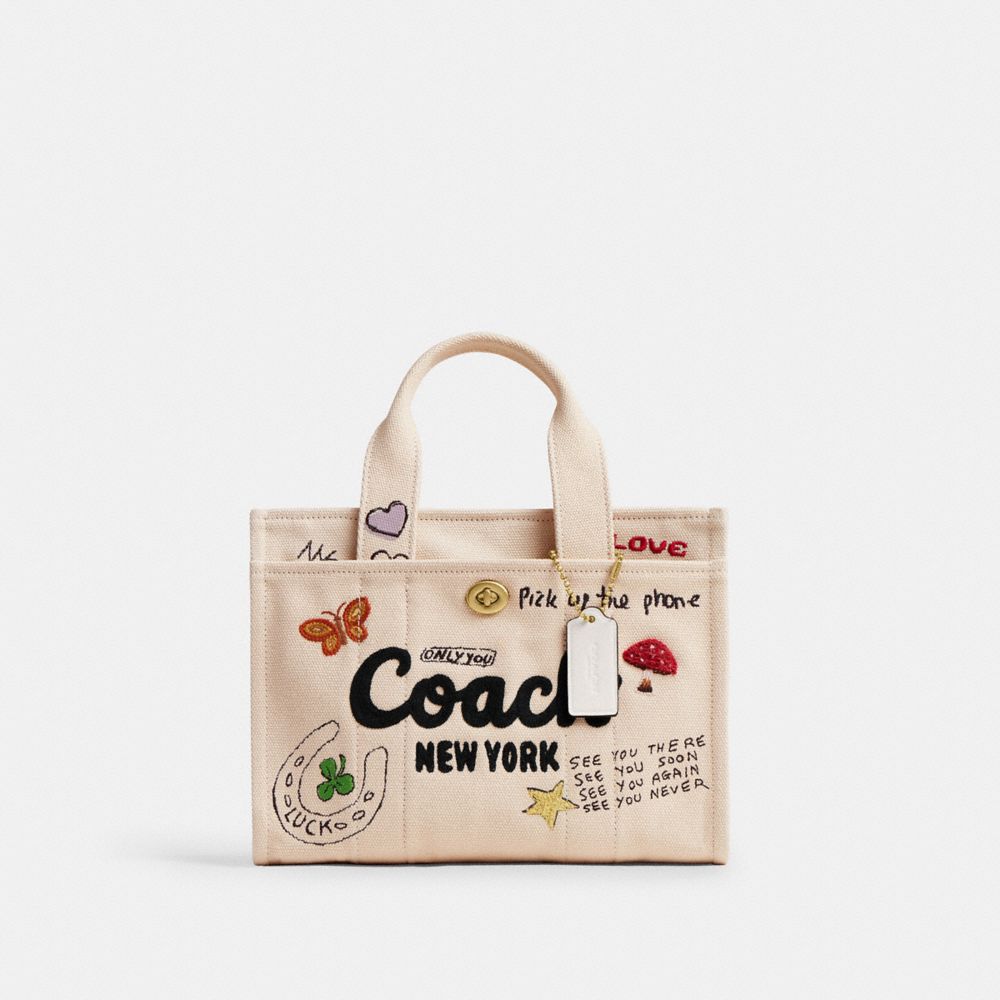 Cargo Tote Bag 26 With Sketch Print Brass-Natural Multi Brass-Natural Multi