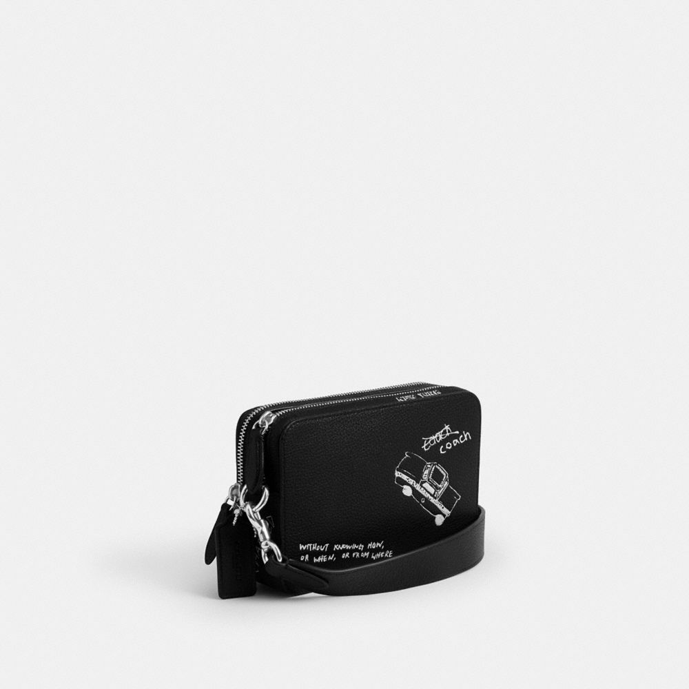 Coach Charter Crossbody Bag 19 With Sketch Print Black