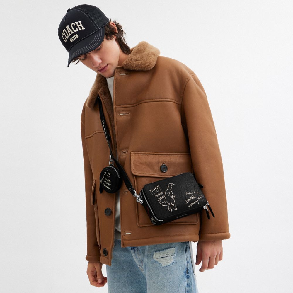 Coach Charter Crossbody Bag 19 With Sketch Print Black