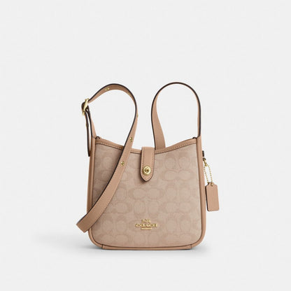 Coach Hadley Mini Crossbody Bag With Signature Canvas Gold
