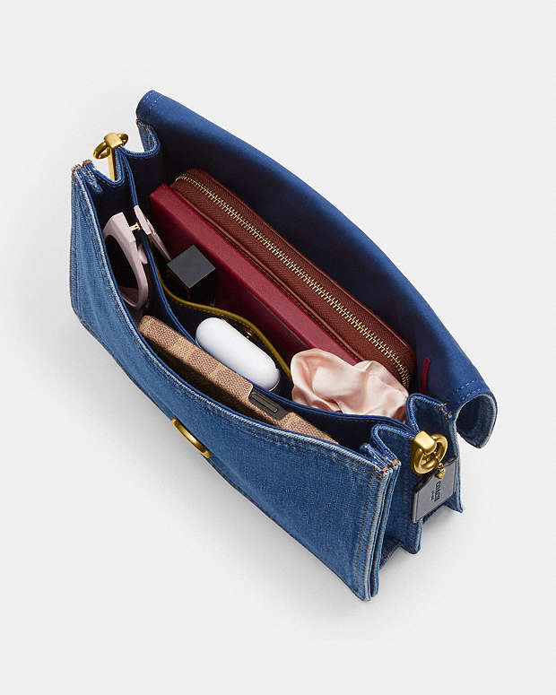 Chain Tabby Shoulder Bag 30 Denim-Brass-Deep Blue Denim-Brass-Deep Blue