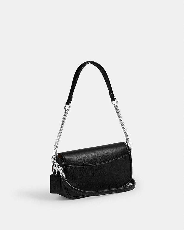 Hailey Flap Bag Pebbled Leather-Silver-Black Pebbled Leather-Silver-Black