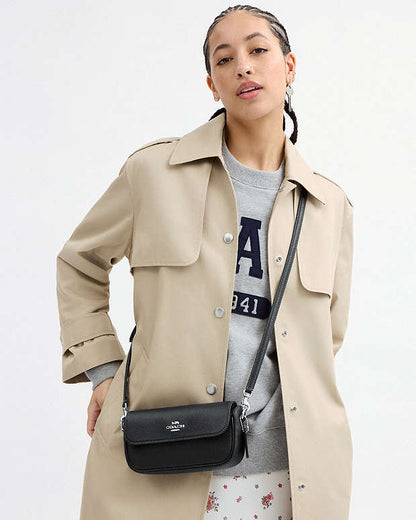 Hailey Flap Bag Pebbled Leather-Silver-Black Pebbled Leather-Silver-Black