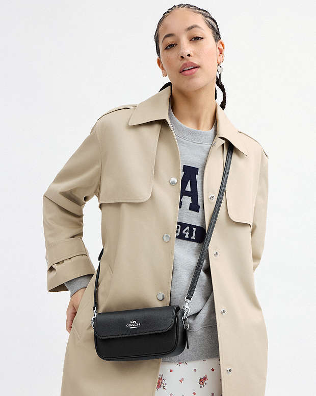 Hailey Flap Bag Pebbled Leather-Silver-Black Pebbled Leather-Silver-Black
