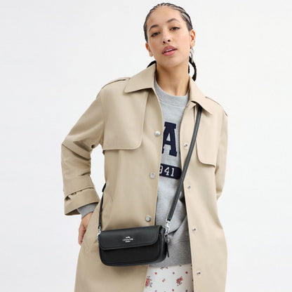 Coach Hailey Flap Bag Silver Black