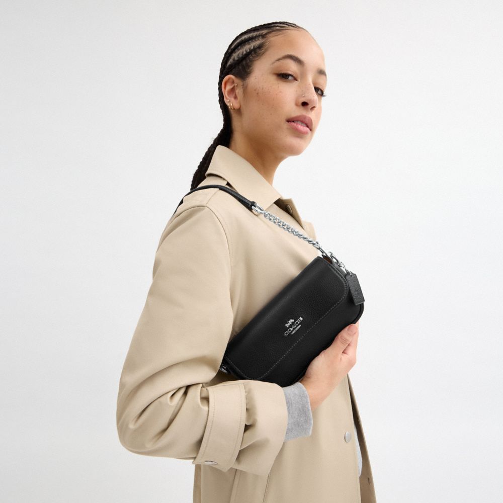 Coach Hailey Flap Bag Silver Black