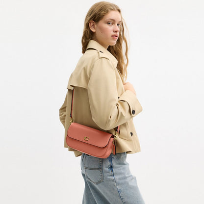 Coach Brook Flap Chain Bag Brass Dark Peach