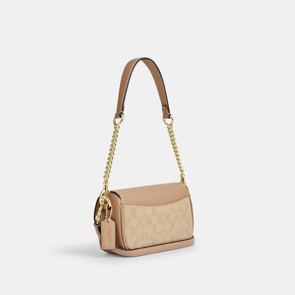 Hailey Flap Bag With Signature Canvas Im-Dark Natural Multi Im-Dark Natural Multi