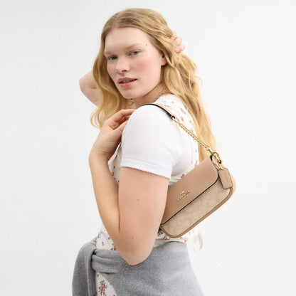 Hailey Flap Bag With Signature Canvas Im-Dark Natural Multi Im-Dark Natural Multi