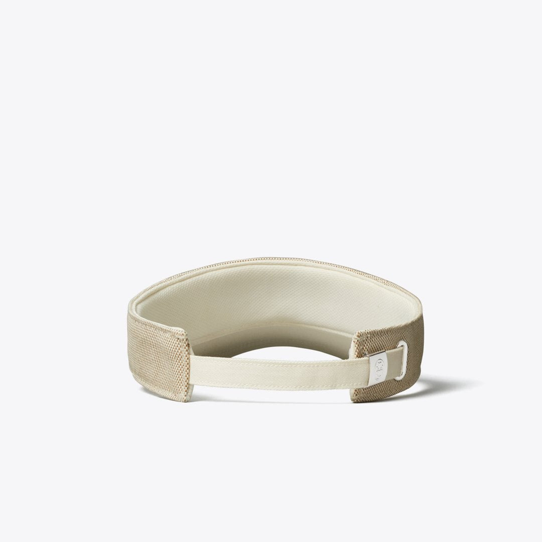 Tory Burch Canvas Logo Visor Natural Brown