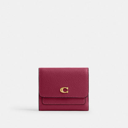 Coach Mila Small Flap Wallet Brass Dark Fuchsia
