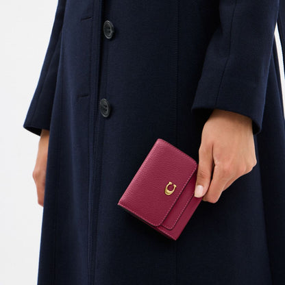 Coach Mila Small Flap Wallet Brass Dark Fuchsia