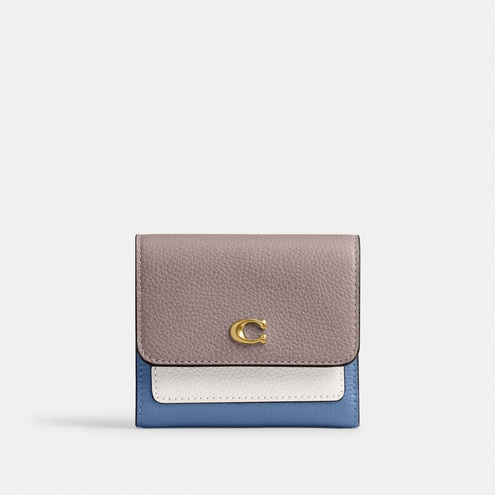 Coach Mila Small Flap Wallet In Colorblock Brass Ash Multi