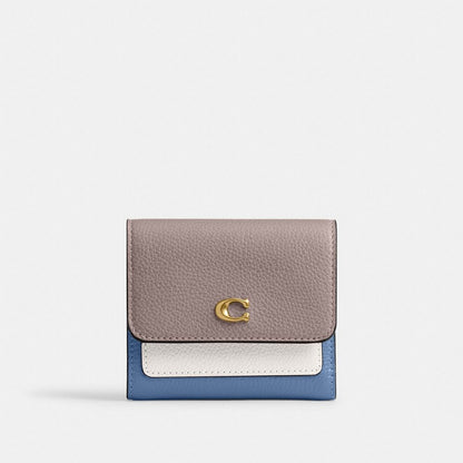 Coach Mila Small Flap Wallet In Colorblock Brass Ash Multi