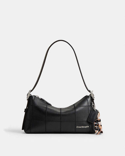 Alter/Ego Small Slouchy Shoulder Bag In Checkerboard Upcrafted Leather Black Black