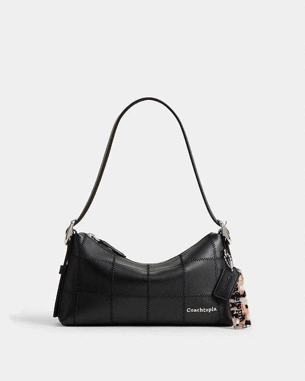 Alter/Ego Small Slouchy Shoulder Bag In Checkerboard Upcrafted Leather Black Black