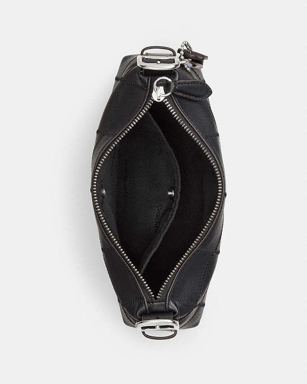 Alter/Ego Small Slouchy Shoulder Bag In Checkerboard Upcrafted Leather Black Black