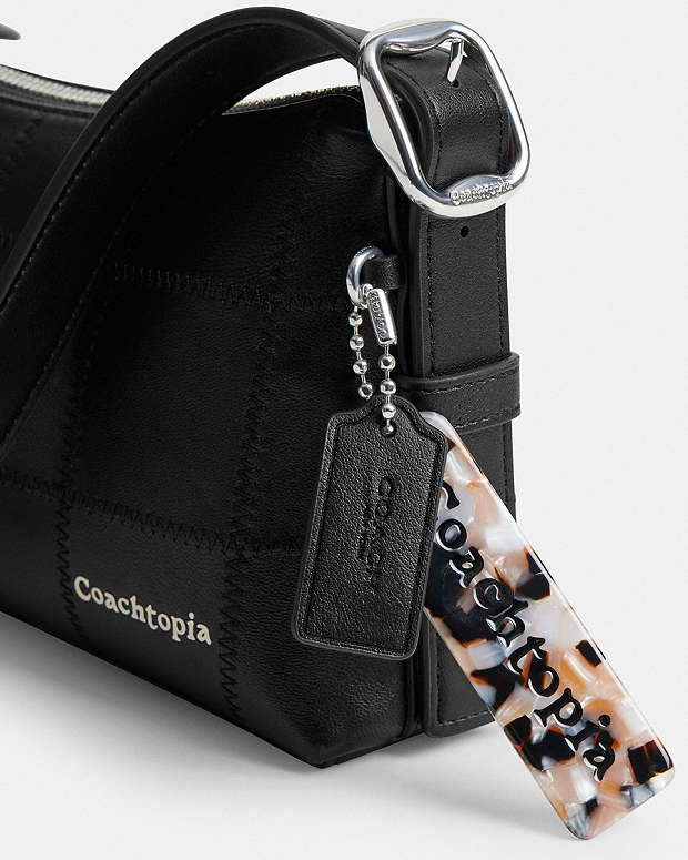 Alter/Ego Small Slouchy Shoulder Bag In Checkerboard Upcrafted Leather Black Black