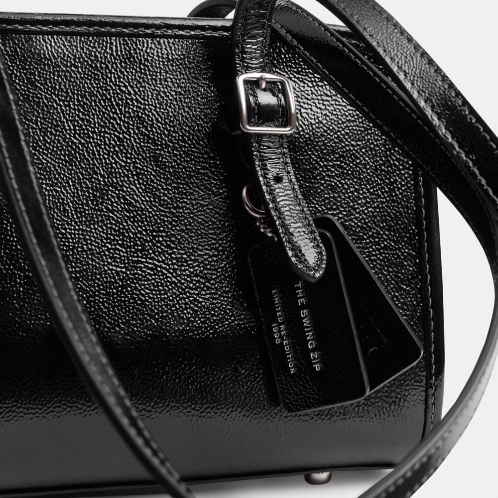 Coach Swing Zip Bag Silver Black