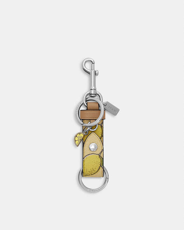 Trigger Snap Bag Charm With Lemon Print Coated Canvas-Sv-Garden Glade Multi Coated Canvas-Sv-Garden Glade Multi
